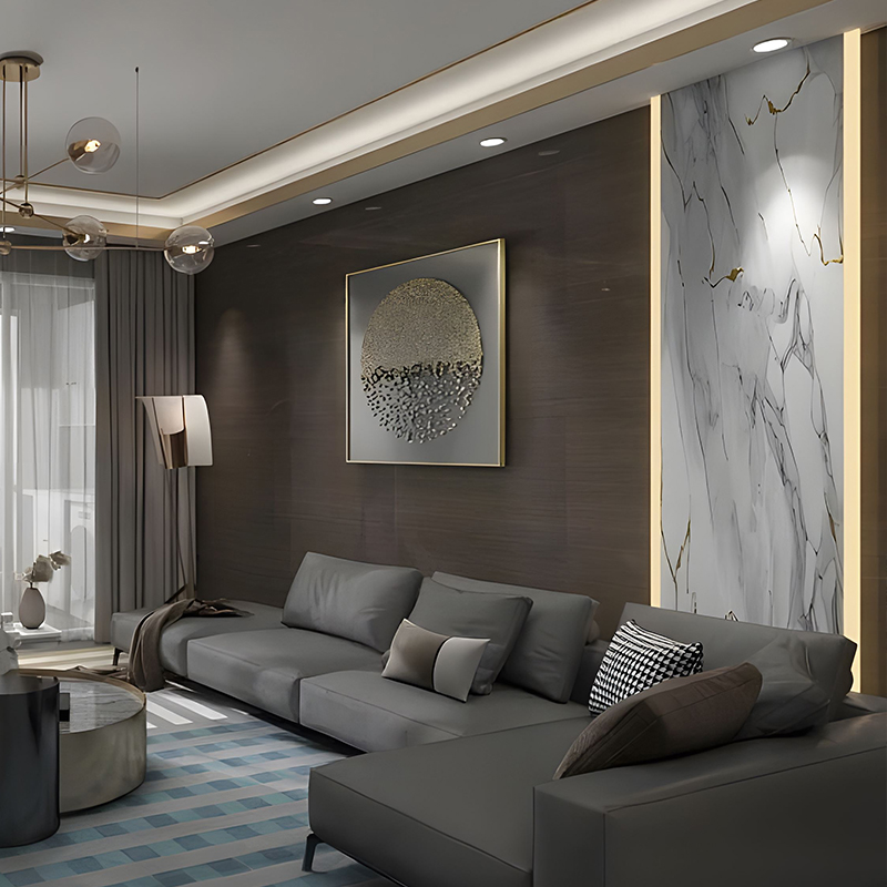 Decorație de perete de fundal de apartament de nor aurit cu stâncă Film de transfer PET